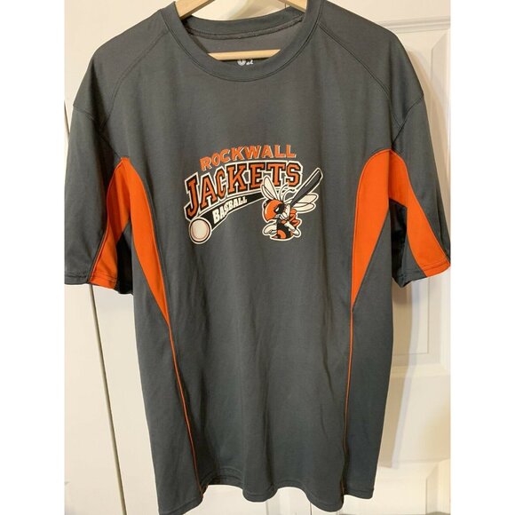 Badger Rockwall‎ Jackets Baseball T Shirt Men’s Sz L Jersey Gray Orange Black - Picture 3 of 5